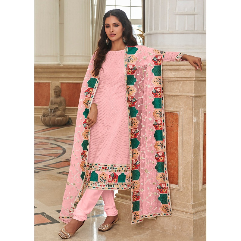 Glamorous Pink Traditional Sequins Eid Wear Salwar Suit