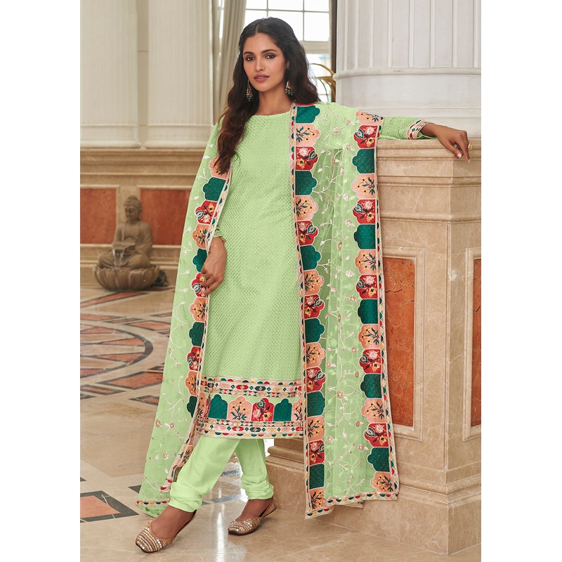 Glittering Green Traditional Sequins Eid Wear Salwar Suit