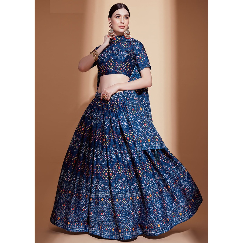 Royal Blue Crochet & Digital Embroidered Festive Lehenga Choli
