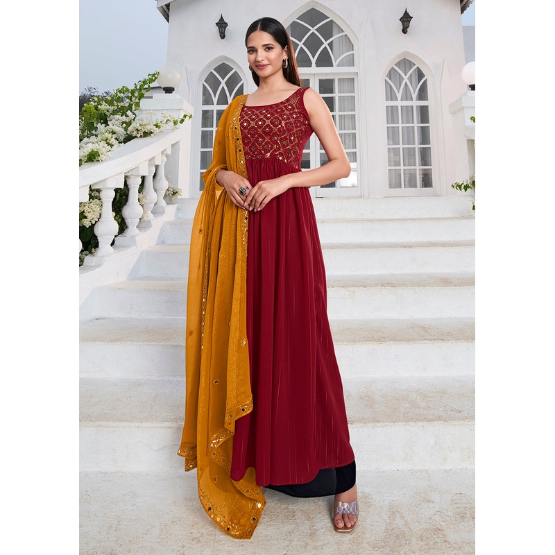 Designer Charismatic Red Party Style Palazzo Salwar Suit