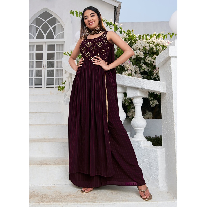 Designer Glorious Purple Party Style Palazzo Salwar Suit