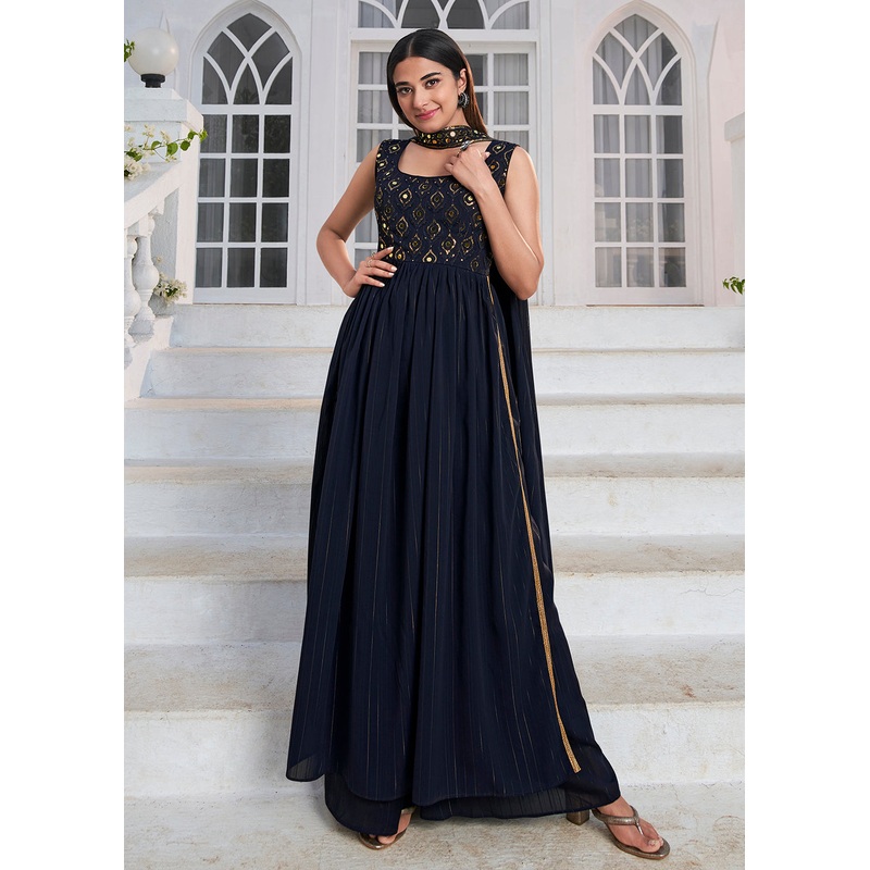 Designer Wonderful Blue Party Style Palazzo Salwar Suit
