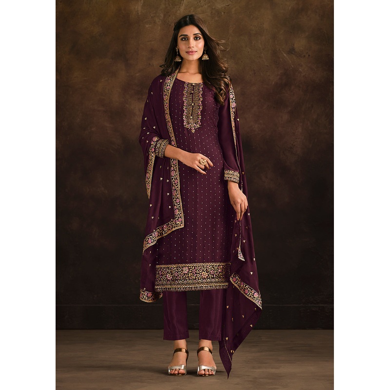Fancy Georgette Radiant Purple Pakistani Style Salwar Suit
