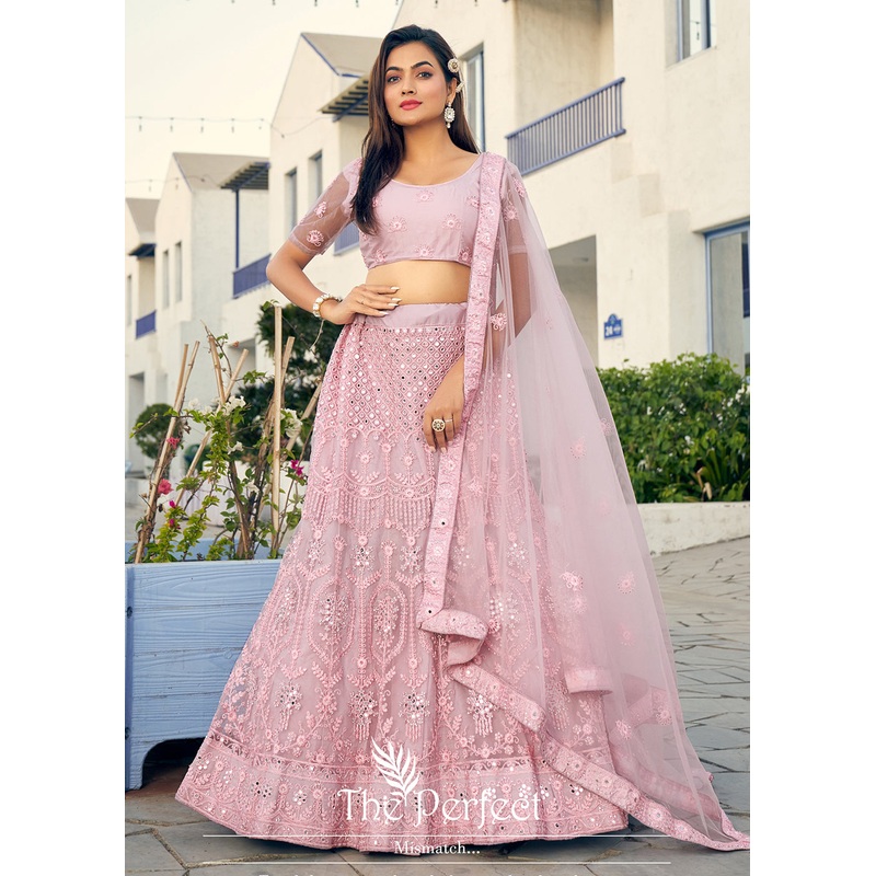 Lavender Pink Fancy Fabric Wedding Lehenga Choli