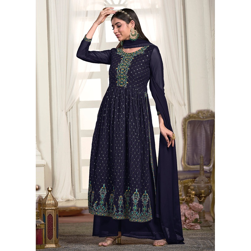 Nyra Cut Style Royal Blue Festive Palazzo Suit