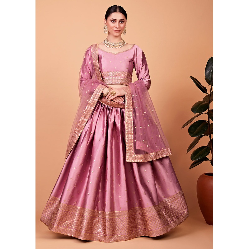 Ravishing Baby Pink Multi Thread & Sequins Bridesmaid Lehenga