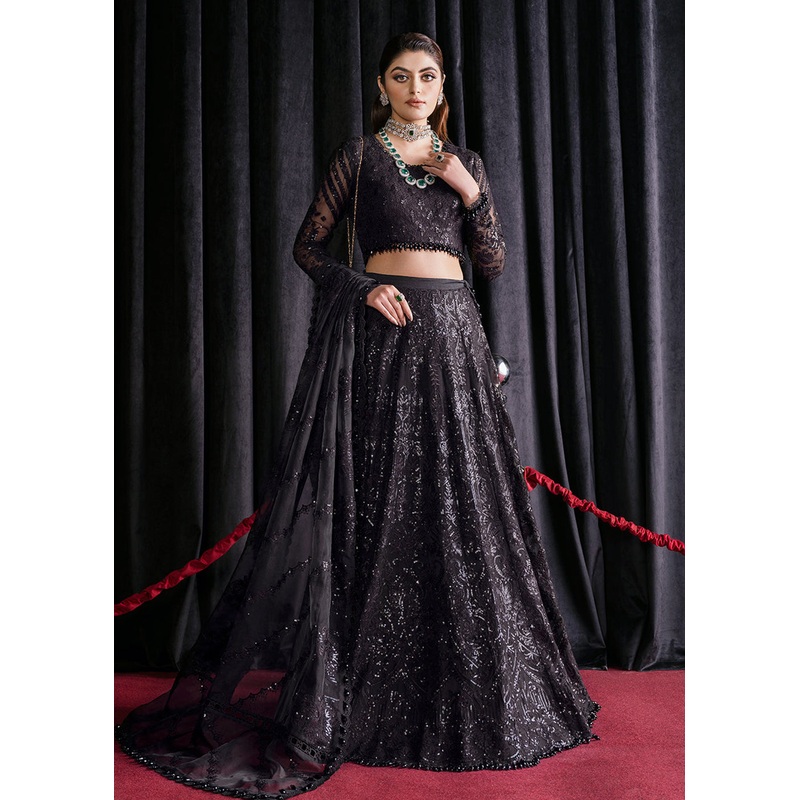 Black Lehenga Suit - Afrozeh Luxury Starlet Collection '23 - Black Swan