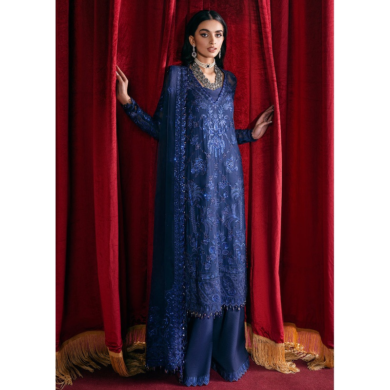 Blue Embroidered Suit - Afrozeh Luxury Starlet Collection '23 - Sapphire Elegance