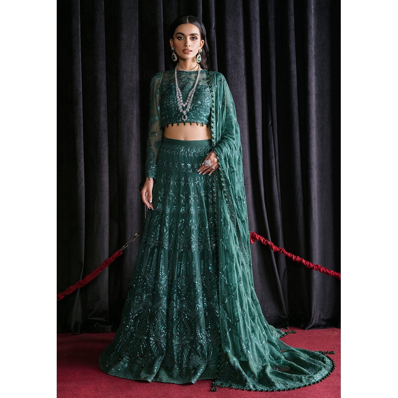 Green Lehenga Suit - Afrozeh Luxury Starlet Collection '23 - Imperial Ivy