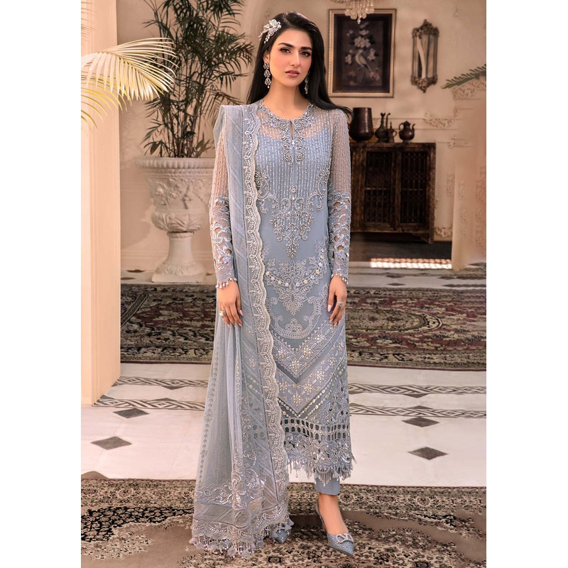 Ice Blue Embroidered Suit - Maria B - Mbroidered Heritage Edition - BD-2603