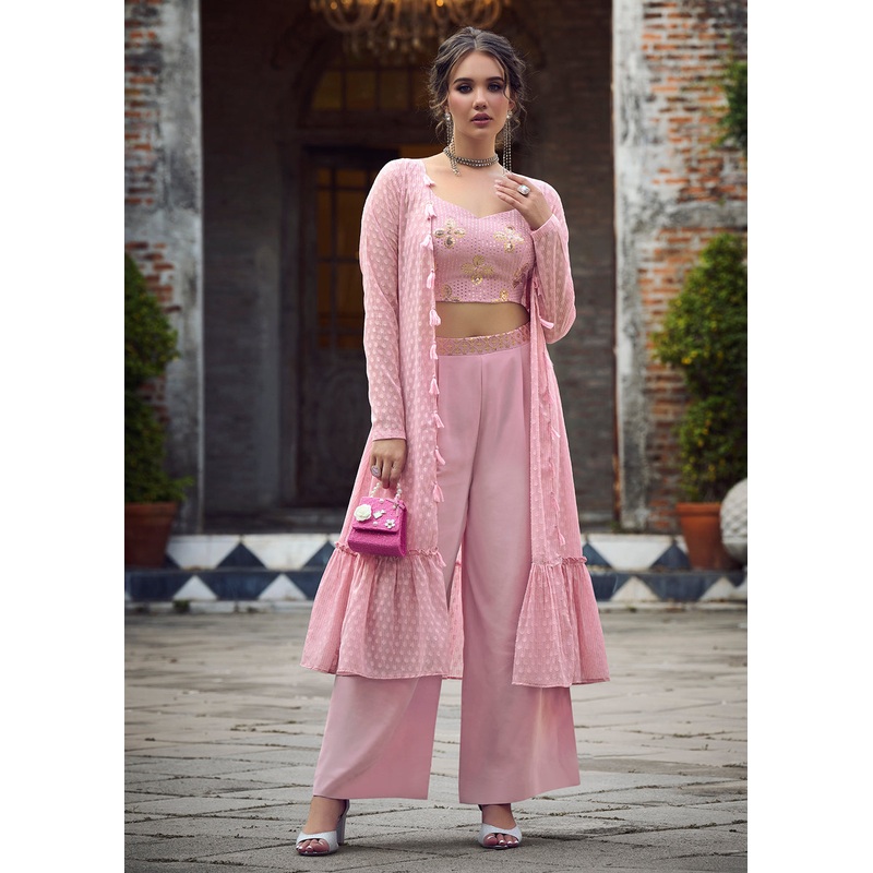 Lovely Dusty Pink Exclusive Koti Style Co-Ords Palazzo Suit