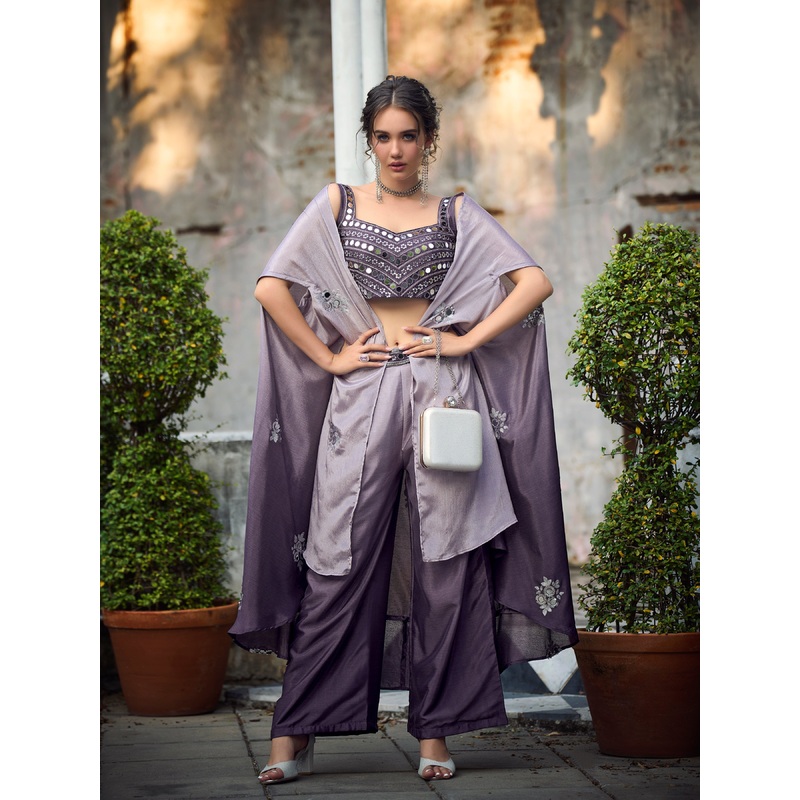 Lovely Purple Exclusive Koti Style Co-Ords Palazzo Suit