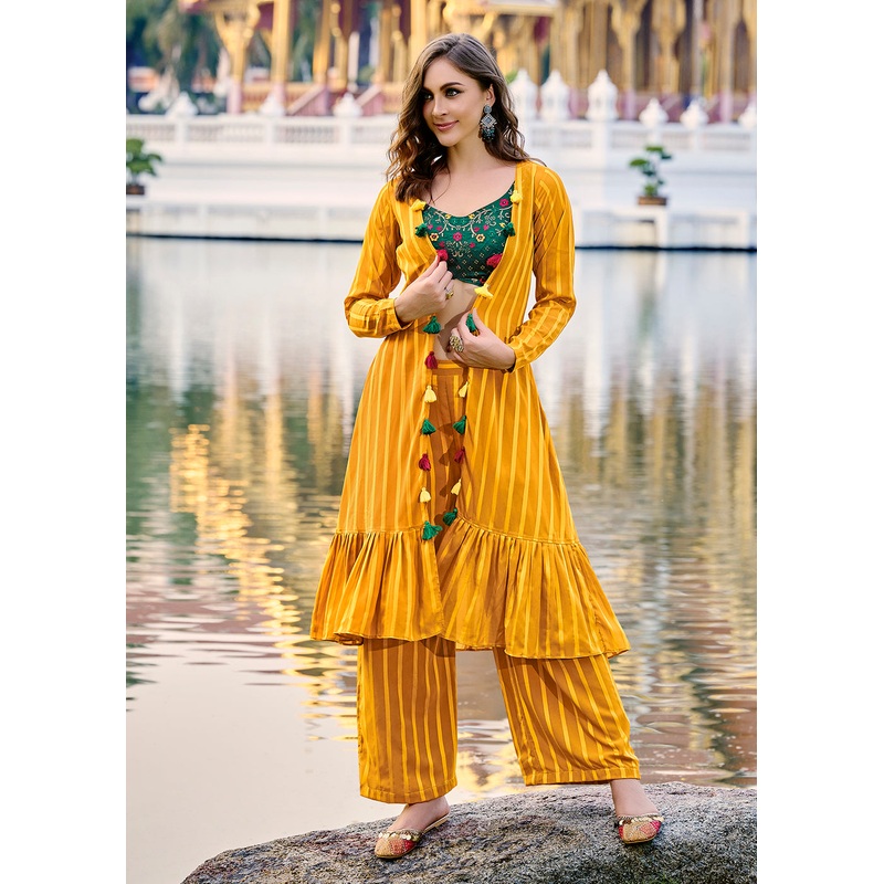 Lovely Yellow Exclusive Koti Style Co-Ords Palazzo Suit