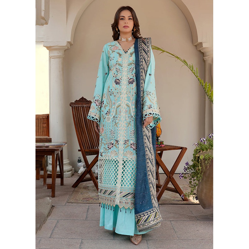 Sky Blue Lawn Dress - Bahaar Luxury Lawn '23 by Mariyam's - Caella B-1013