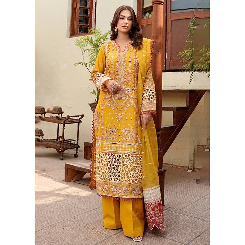 Yellow Lawn Dress - Bahaar Luxury Lawn '23 by Mariyam's - Giaa B-1017