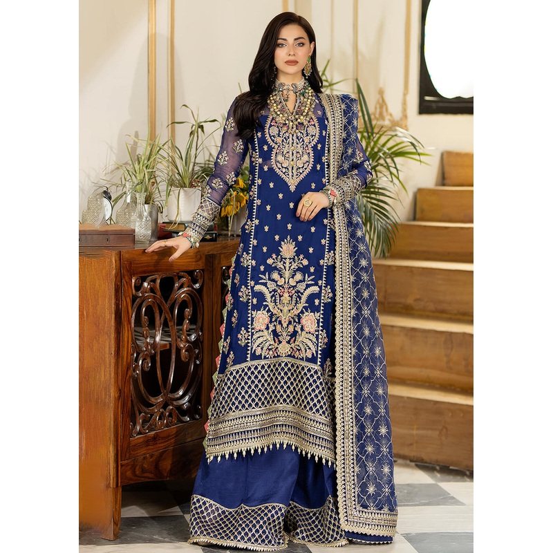 Blue Wedding Formal Suit | Imrozia Premium | Jhalak '23 | I-186 - GULNAAZ