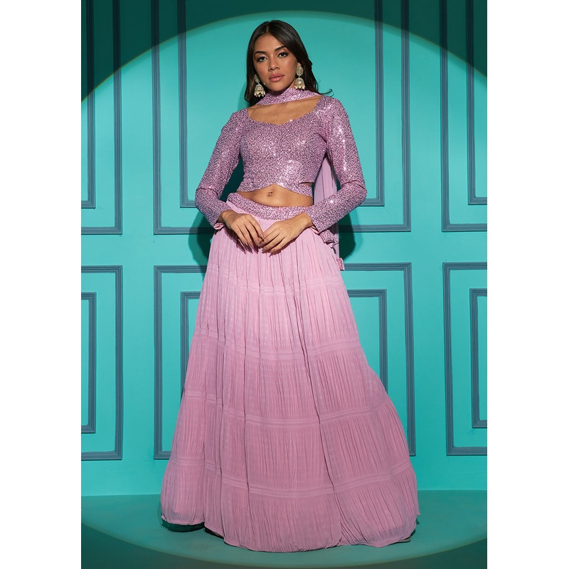 Exquisite Dusty Pink Georgette Wedding Party Lehenga Choli
