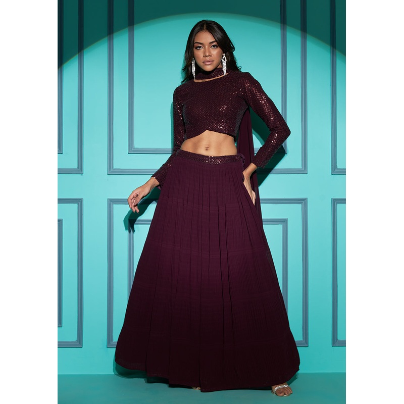 Exquisite Purple Georgette Wedding Party Lehenga Choli