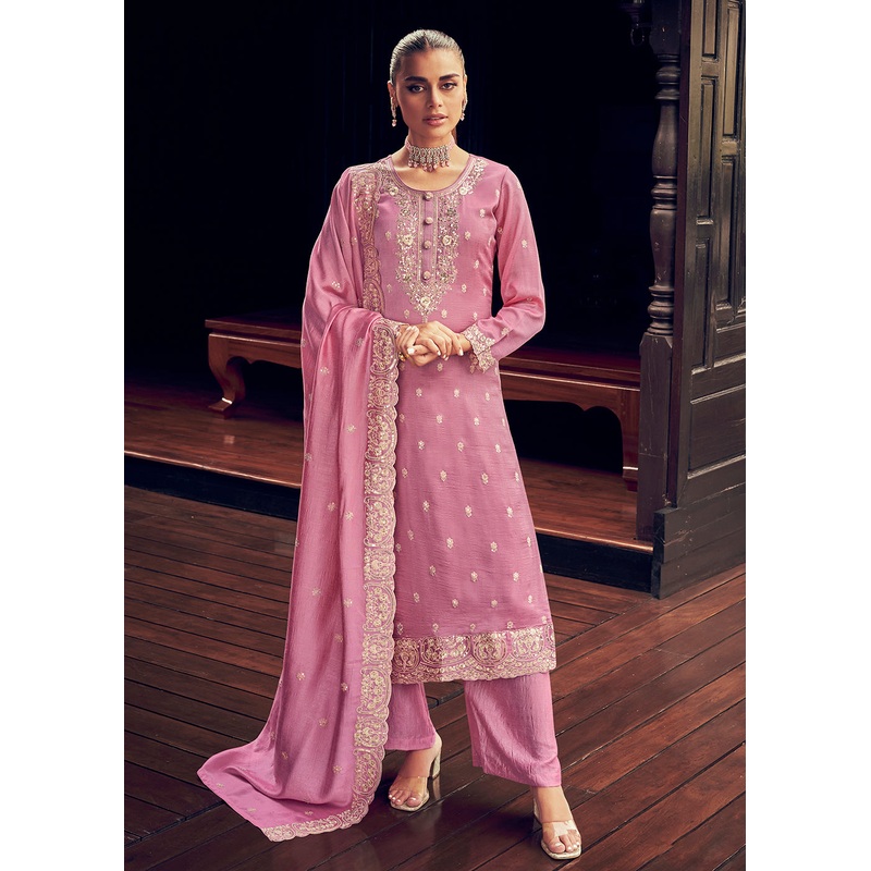 Festive Party Alluring Pink Embroidered Trendy Salwar Kameez