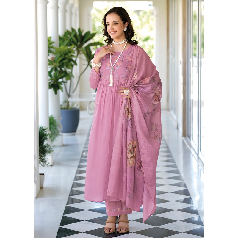 Graceful Pink Mal Mal Cotton Casual Look Salwar Suit