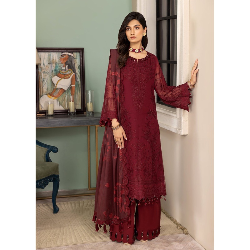 Maroon Formal Suit - Alizeh - Dhaagay Formals '23 - V02D07 - Azalea