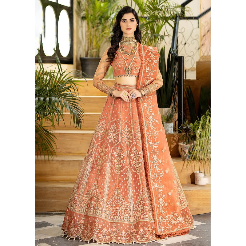 Rust Peach Pakistani Lehenga Choli | Imrozia Premium | Jhalak '23 | I-185 - SAYOONE