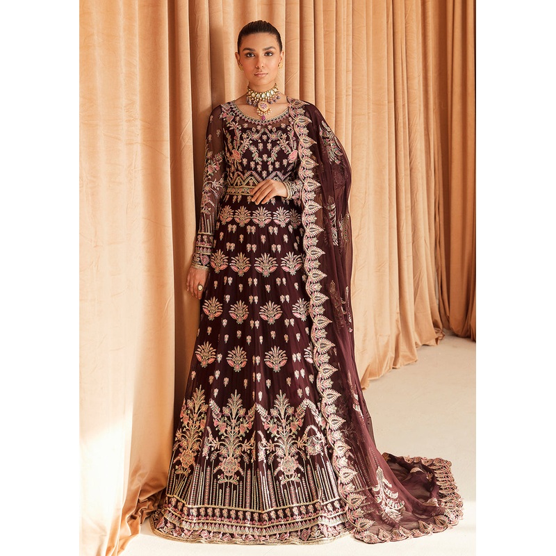 Brown Pakistani Maxi Dress | Ayzel | Fleur De Lis Formals23 | Camellia