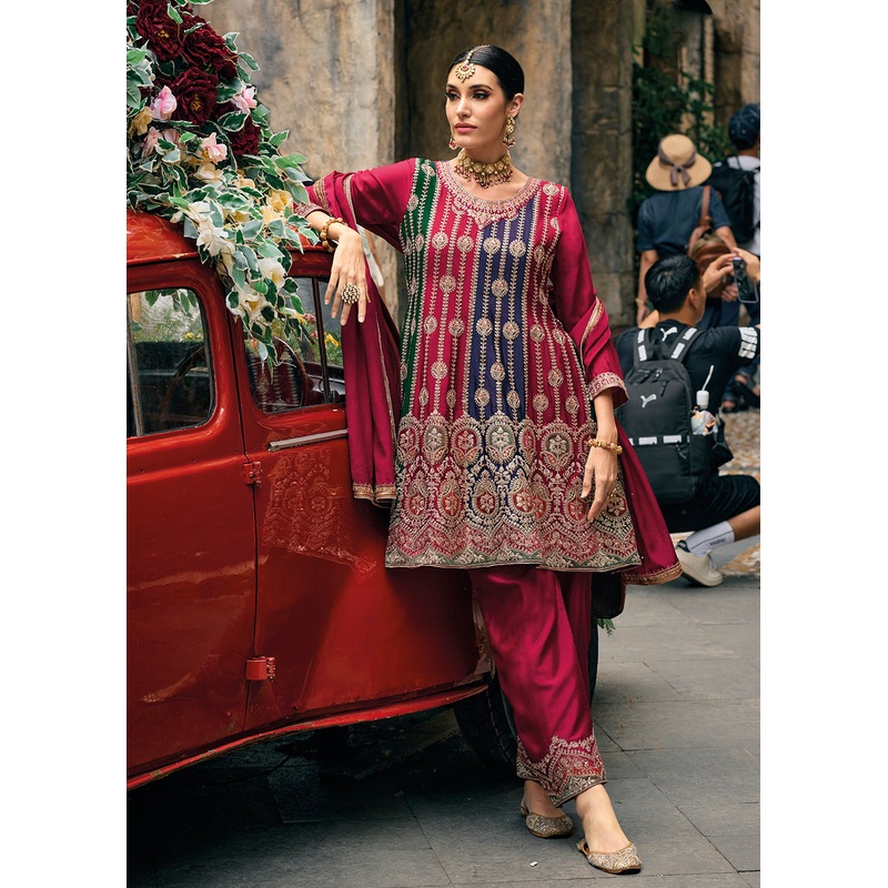 Chinnon Multicolor Embroidered Punjabi Style Salwar Suit