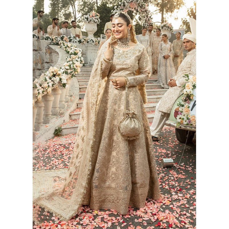 Gold Pakistani Maxi Dress | Imrozia Serene Mehram Brides '23 | SB-16 - TARAB