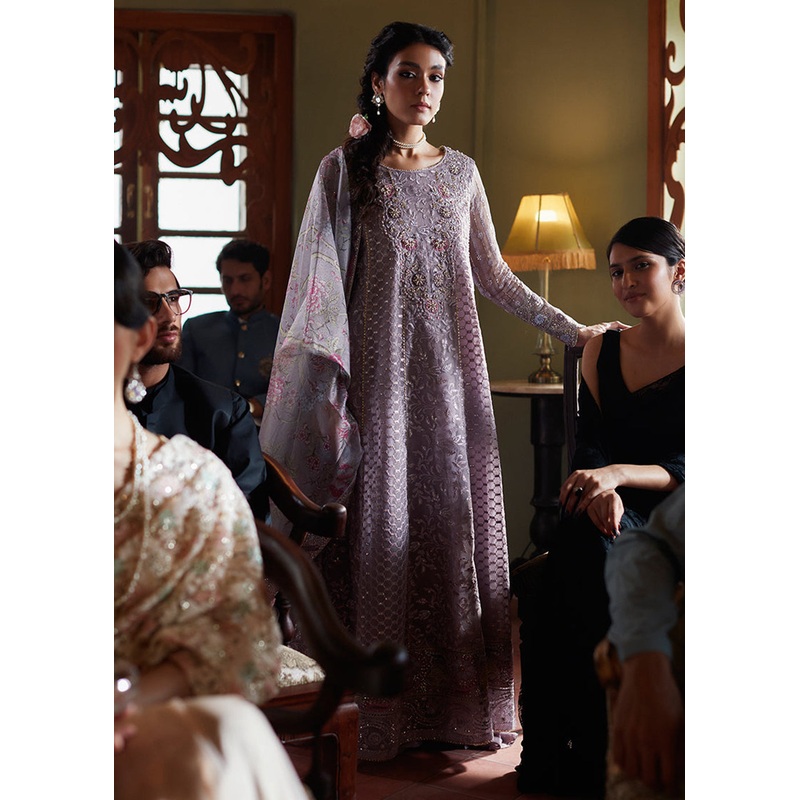 Lilac Organza Net Pakistani Suit | Mushq | Qala Kamdaani | Eira