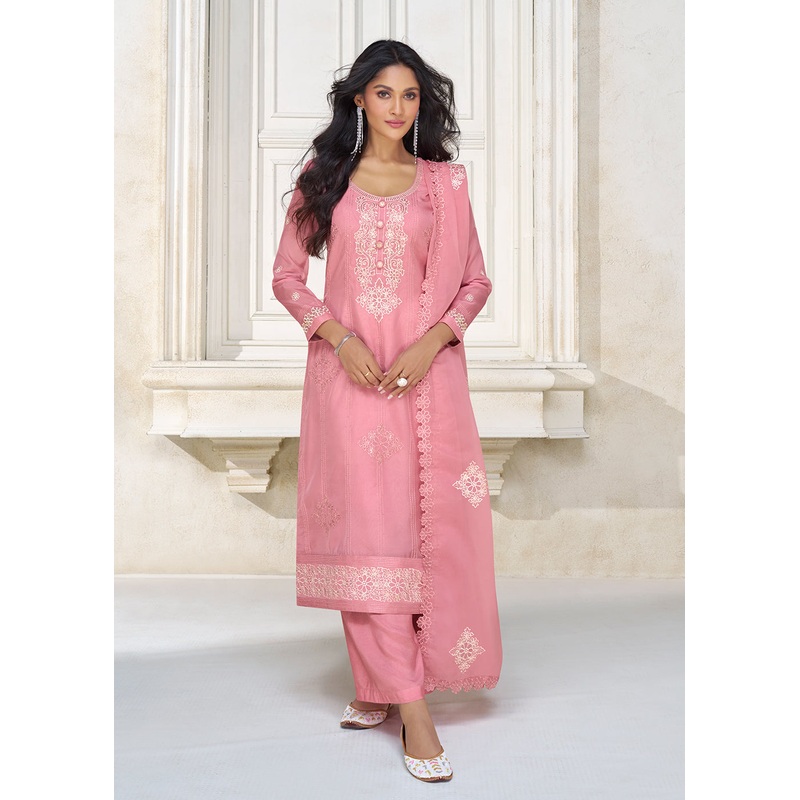Pastel Pink Organza Silk Designer Salwar Suit