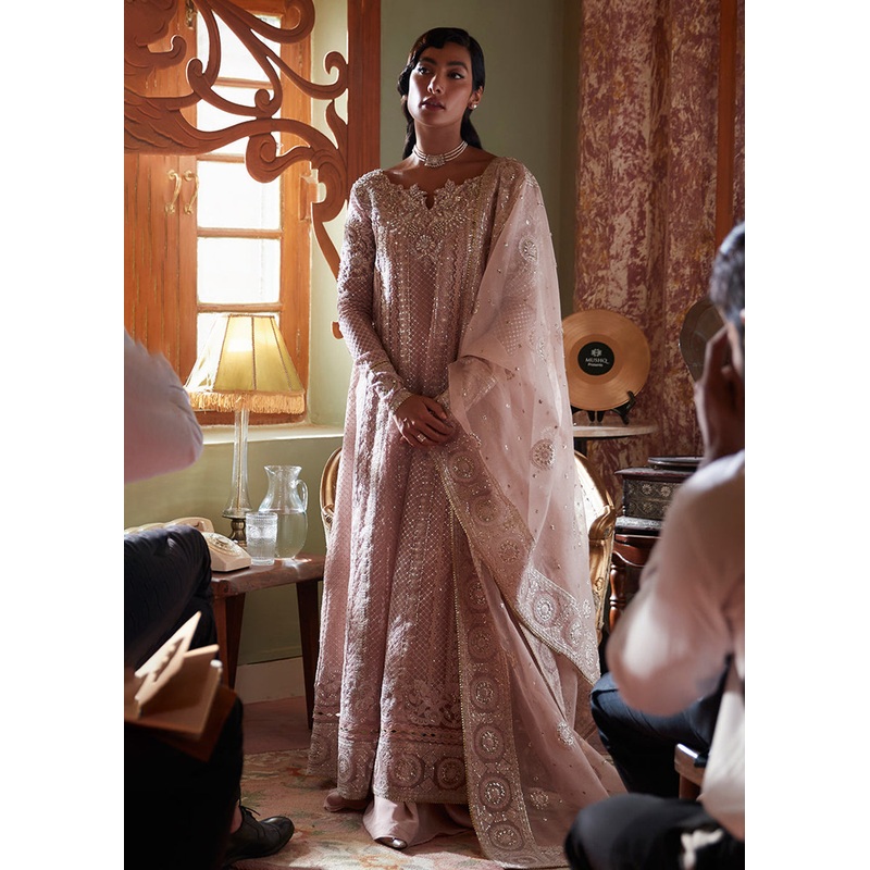 Pink Organza Net Pakistani Suit | Mushq | Qala Kamdaani | Inaya