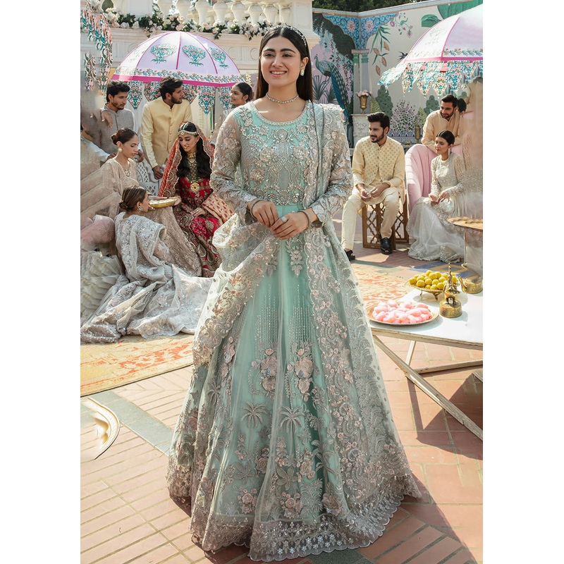 Sea Green Pakistani Maxi Dress | Imrozia Serene Mehram Brides '23 | SB-09 - Arwah