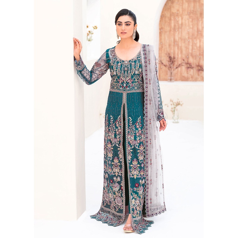 Teal Net Embroidered Suit - Ramsha Minhal Collection Vol 8 - #M-810