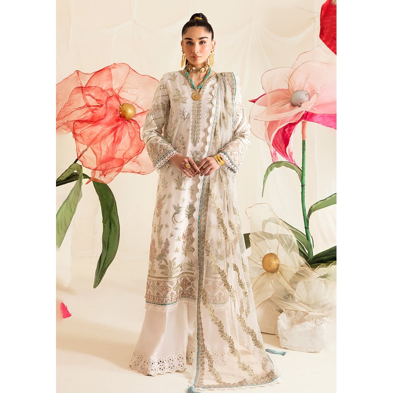 White Pakistani Palazzo Suit | Ayzel | Fleur De Lis Formals23 | Victorie