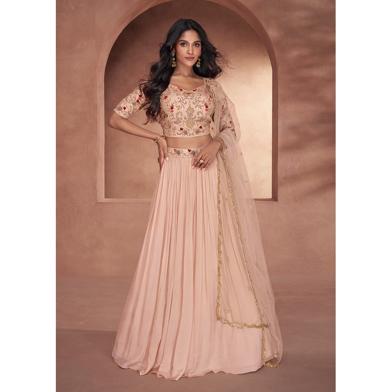 Blush Peach Premium Silk Designer Party Wear Lehenga Choli