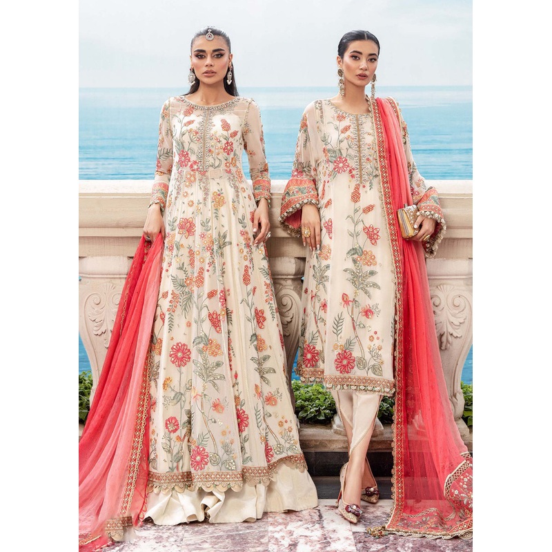 Chiffon Formals 2023 by Maria B | MPC-23-106 Cloud White Floral