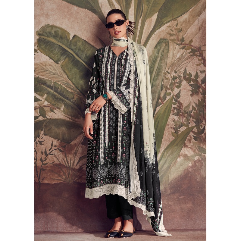 Black Pakistani Style Digital Printed Salwar Suit