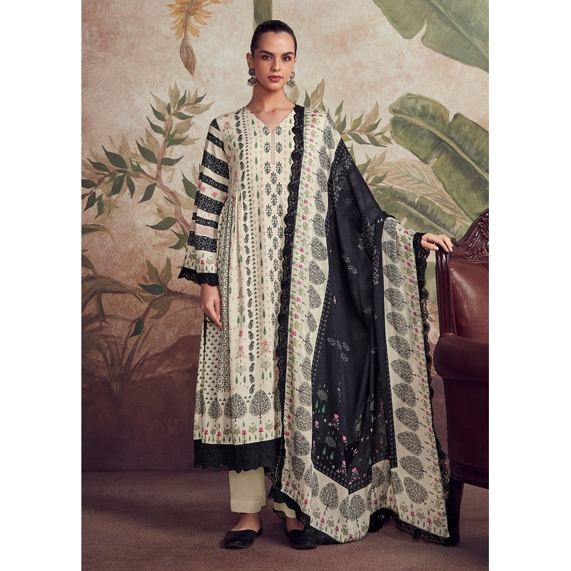 Digital Printed Off White Pakistani Style Salwar Suit