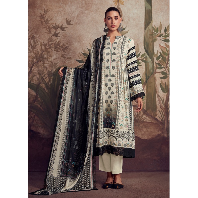 Off White Digital Printed Pakistani Style Salwar Suit