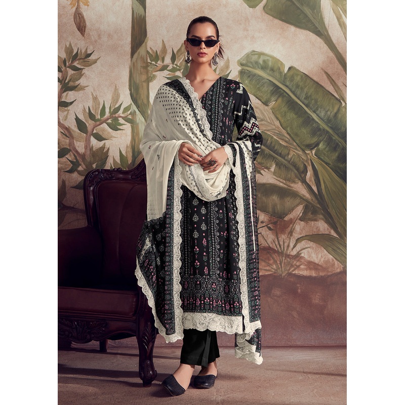 Pakistani Style Black Digital Printed Salwar Suit