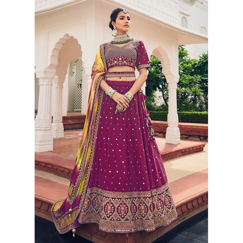 Beautiful Rani Pink Viscose Silk Traditional Bridal Lehenga Choli