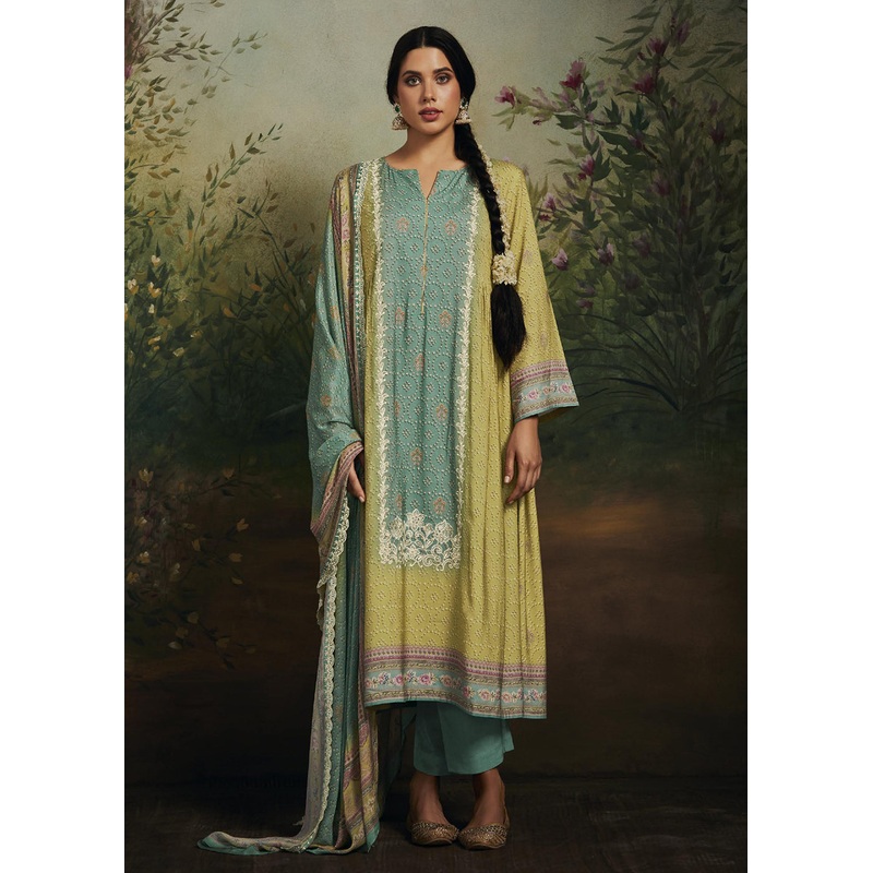 Pakistani Style Olive Green Digital Printed Salwar Suit