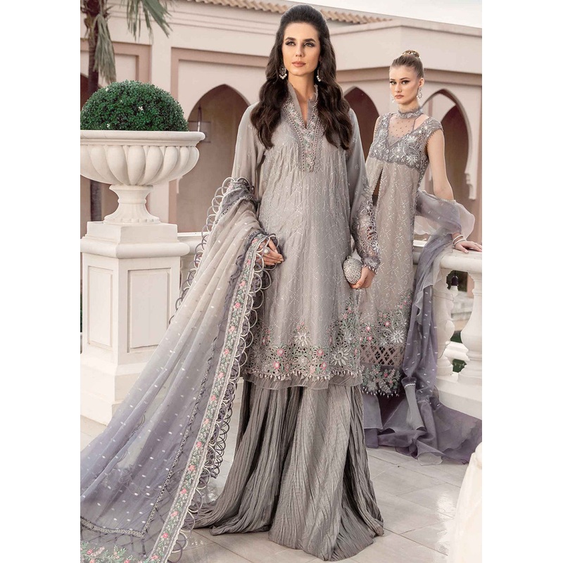 Sateen Unstitched Formals 2023 by Maria B | Grey CST-707
