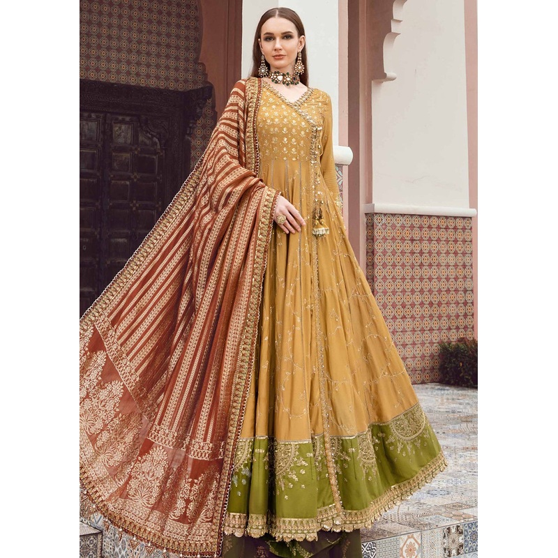 Sateen Unstitched Formals 2023 by Maria B | Mustard CST-702