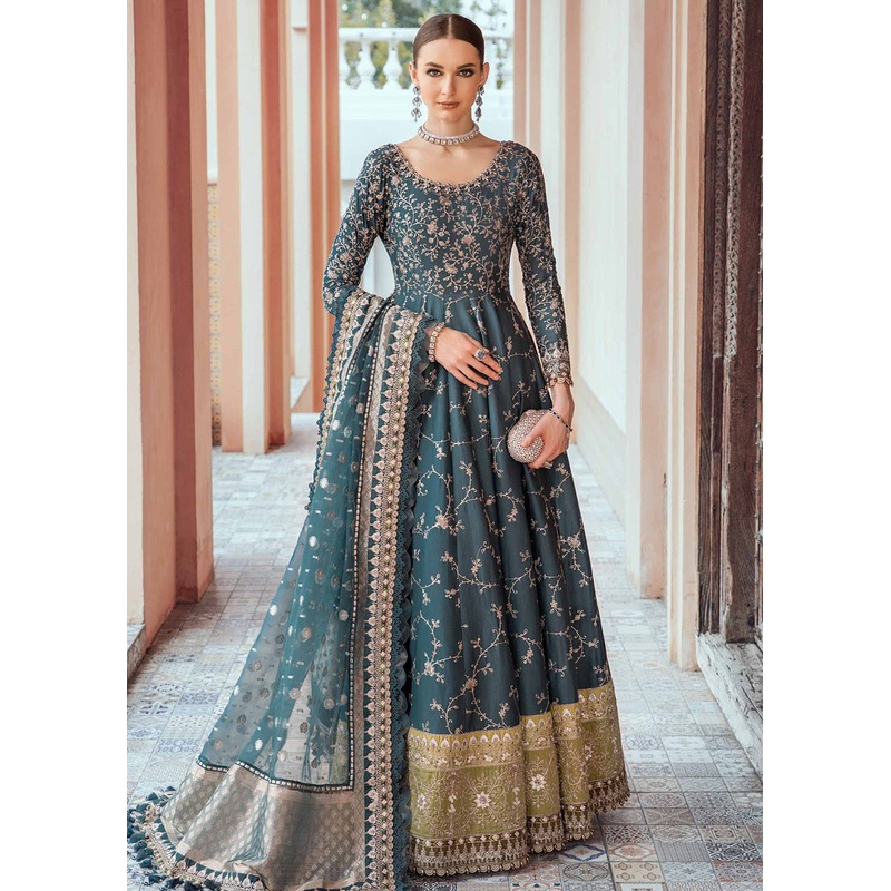 Sateen Unstitched Formals 2023 by Maria B | Teal CST-710