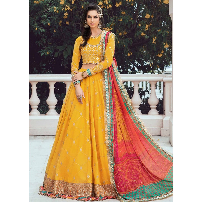 Sateen Unstitched Formals 2023 by Maria B | Yellow CST-705