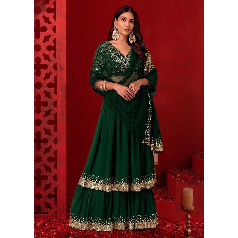 Adorning Green Designer Style Party Wear Lehenga Choli