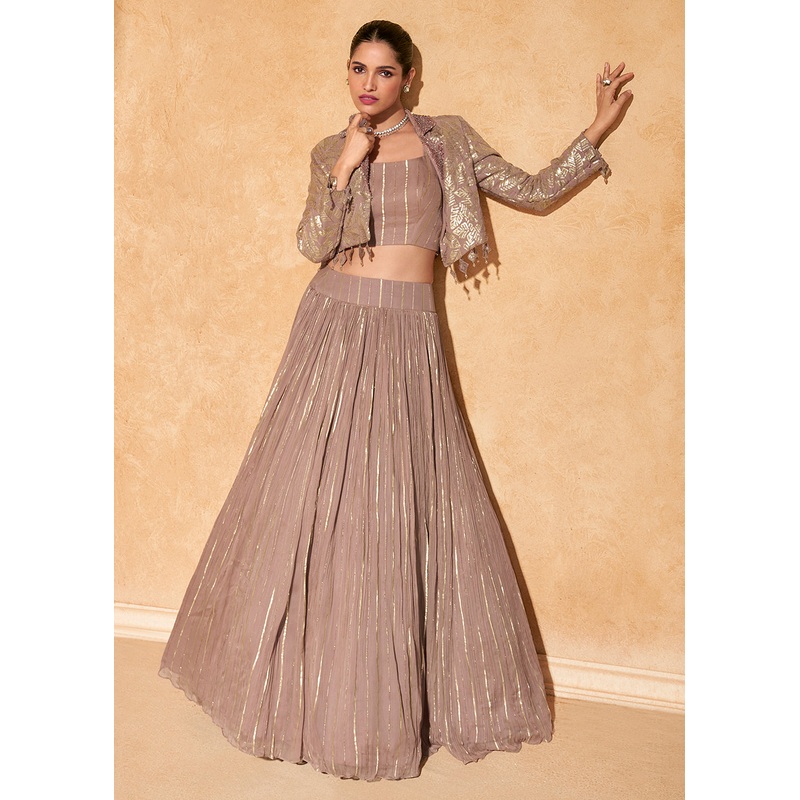 Brown Designer Indo Western Party Wear Lehenga Choli