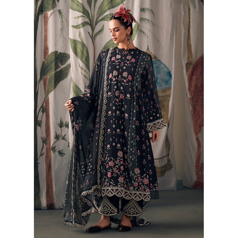 Black Pure Maslin Cotton Digital Printed Salwar Suit